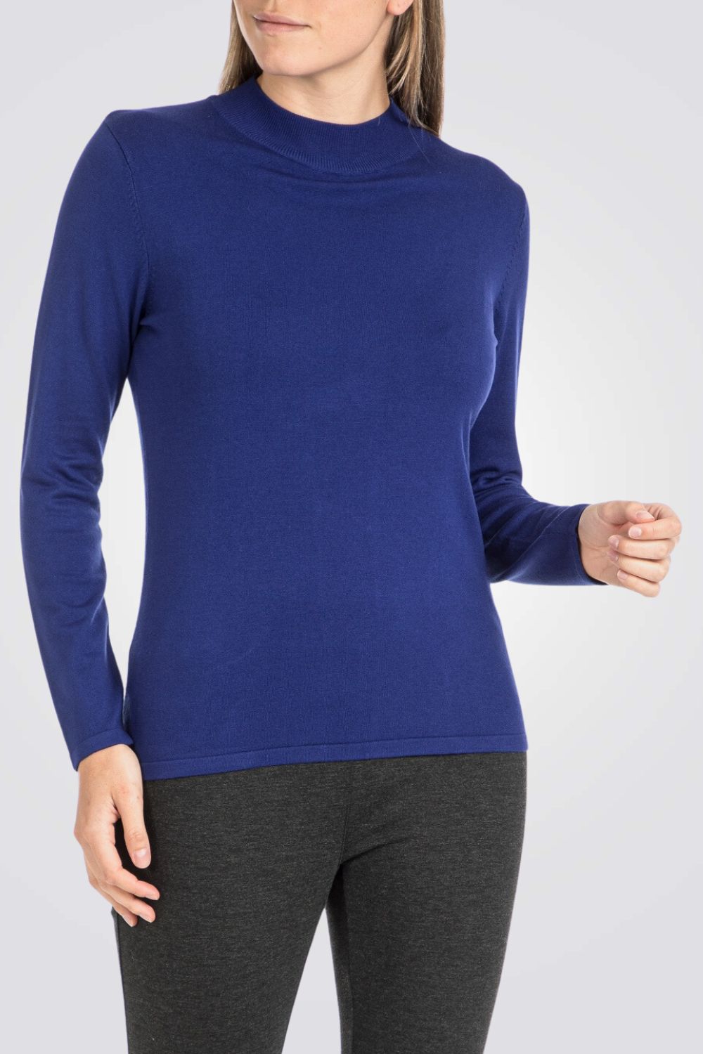 סריג בייסיק צווארון גבוה כחול