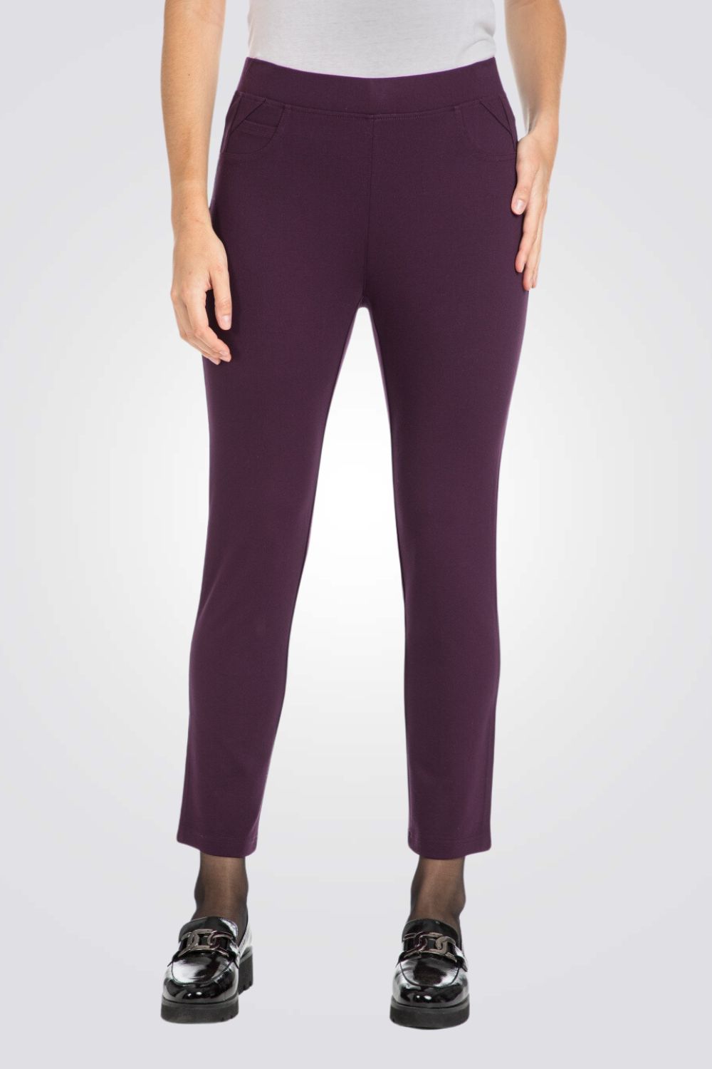 מכנסיים קרופ בסגנון טייץ בצבע סגול