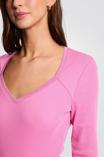 טישירט ריב שרוול ארוך בצבע ורוד