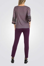 מכנסיים קרופ בסגנון טייץ בצבע סגול