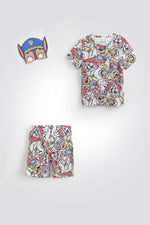 סט פיג'מה קצרה עם מסכה מפרץ ההרפתקאות | דלתא