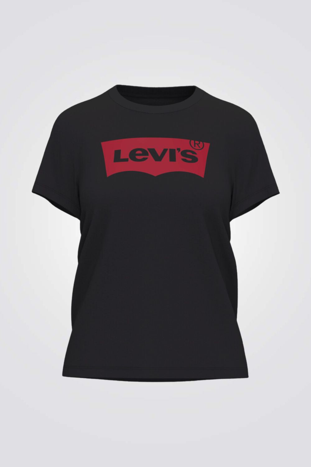 טישירט קלאסי בצבע שחור הדפס לוגו בחזית