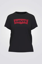 טישירט קלאסי בצבע שחור הדפס לוגו בחזית