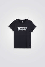 טישירט בצבע שחור הדפס לוגו פרחוני בחזית