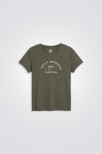 טישירט בצבע ירוק זית הדפס בחזית