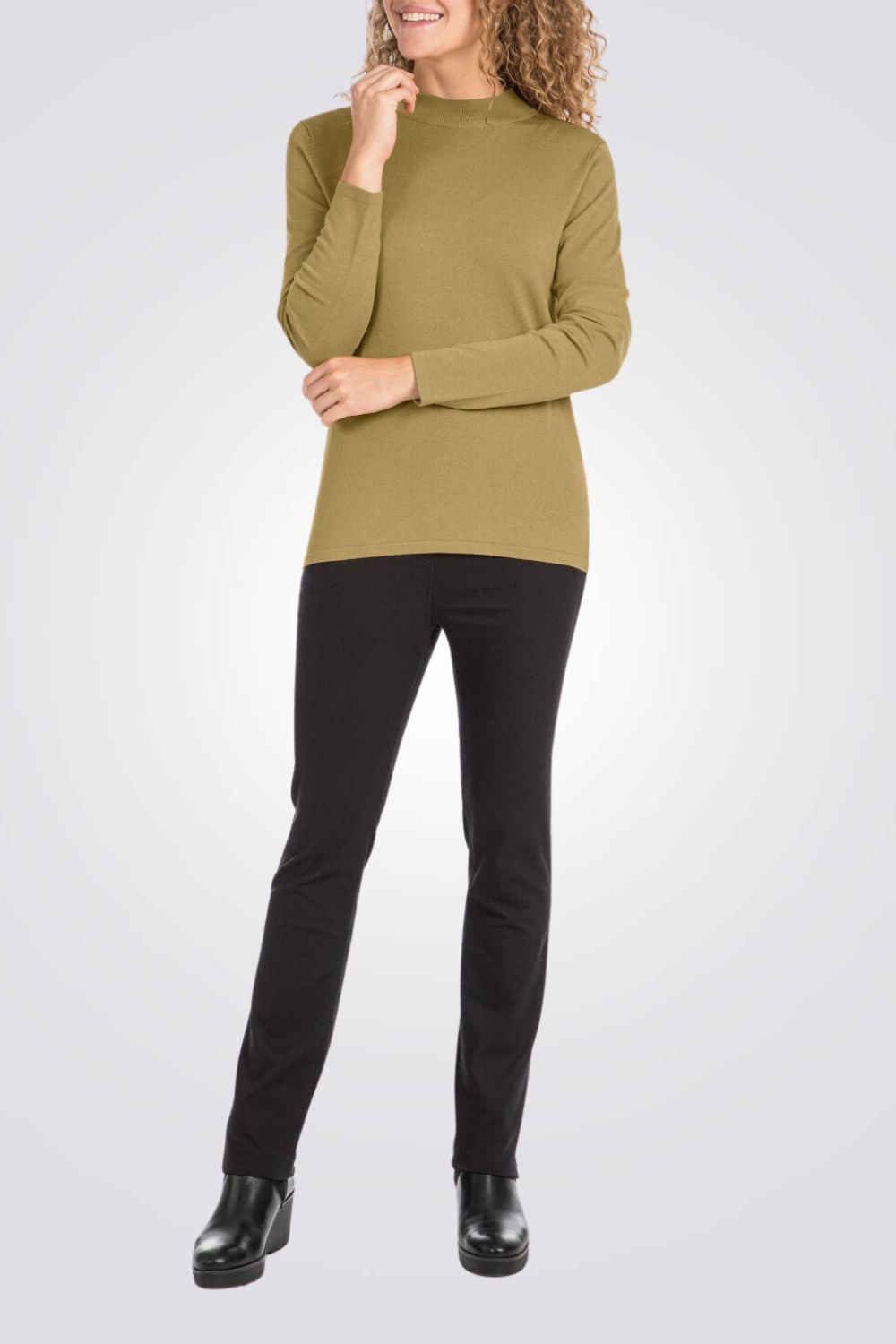 סריג בייסיק צווארון גבוה ירוק