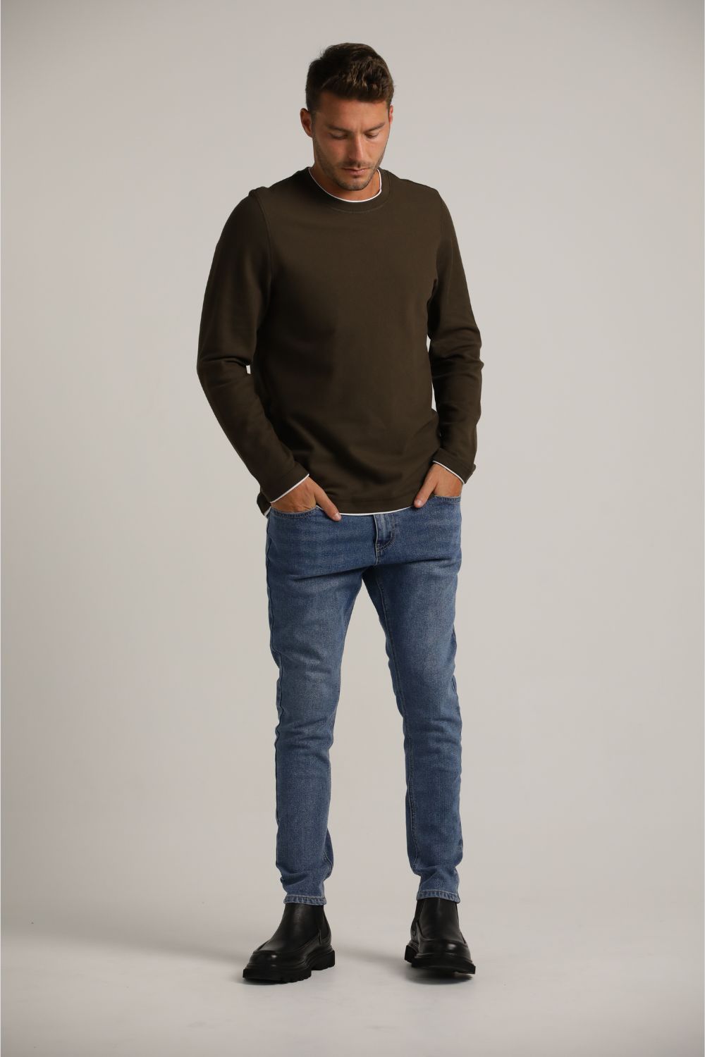 טישירט ארוכה בסגנון שתי שכבות | קנת קול