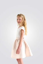 שמלה אלגנטית לילדות בצבע לבן וורוד