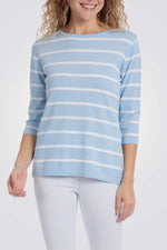 סריג שרוולי 3/4 הדפס פסים 