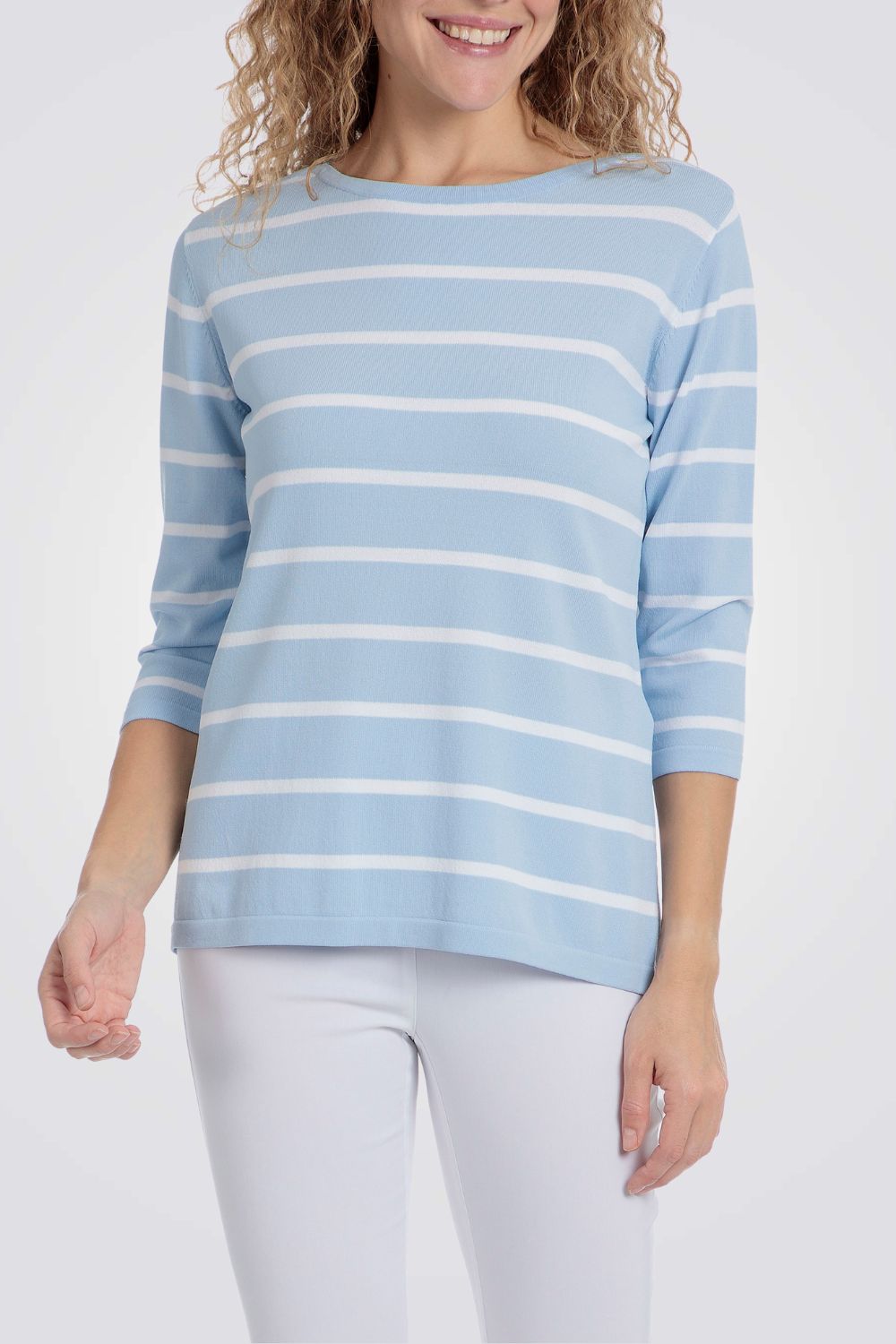 סריג שרוולי 3/4 הדפס פסים 