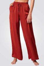 מכנסי פיג'מה סאטן ארוכים CHEETA בורדו