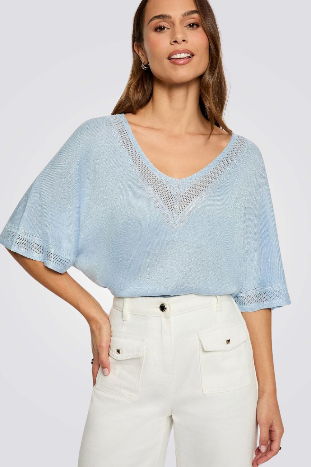 חולצת סריג עם שרוולים קצרים | מורגן