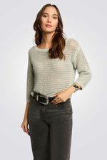 חולצה סריגה פתוחה בצבע ירוק זית