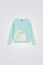 סוודר לילדות עם הדפס חתול | אוקיידי 