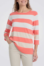 סריג שרוולי 3/4 הדפס פסים