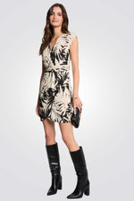 שמלה קצרה הדפס עלים 