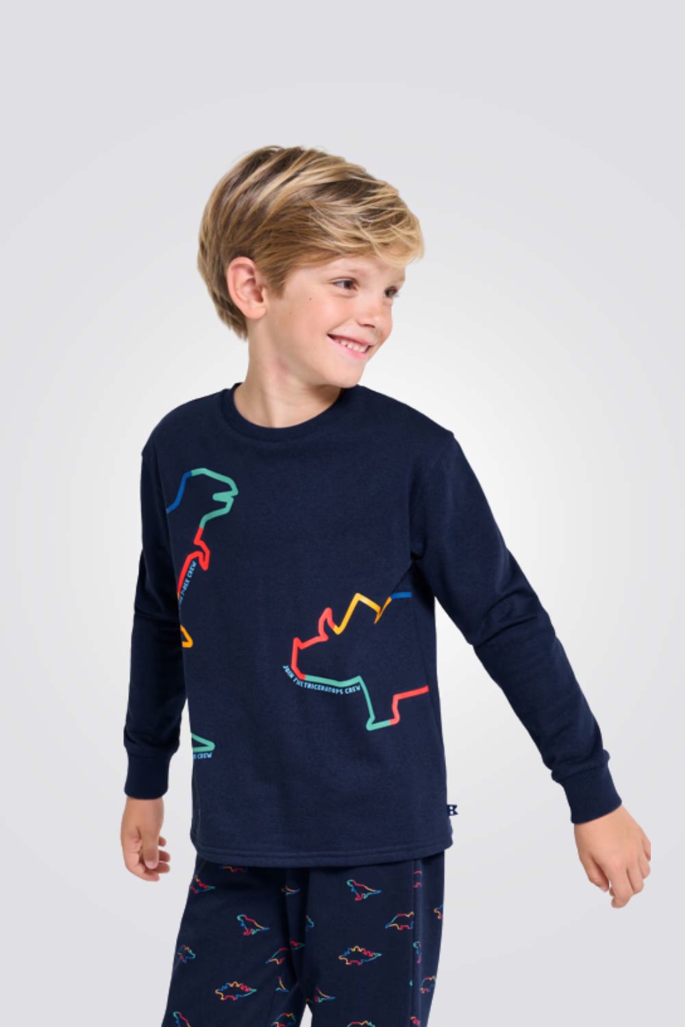 סט פיג'מה לילדים בצבע כחול עם הדפס | אוקיידי