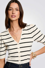 סריג שרוולים קצרים הדפס פסים