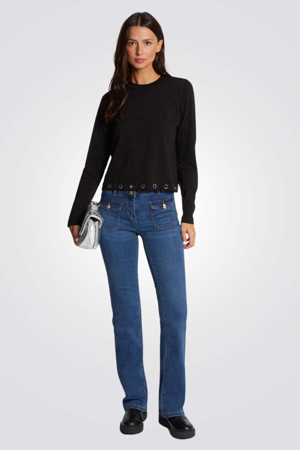 מכנסי ג'ינס Bootcut בצבע כחול