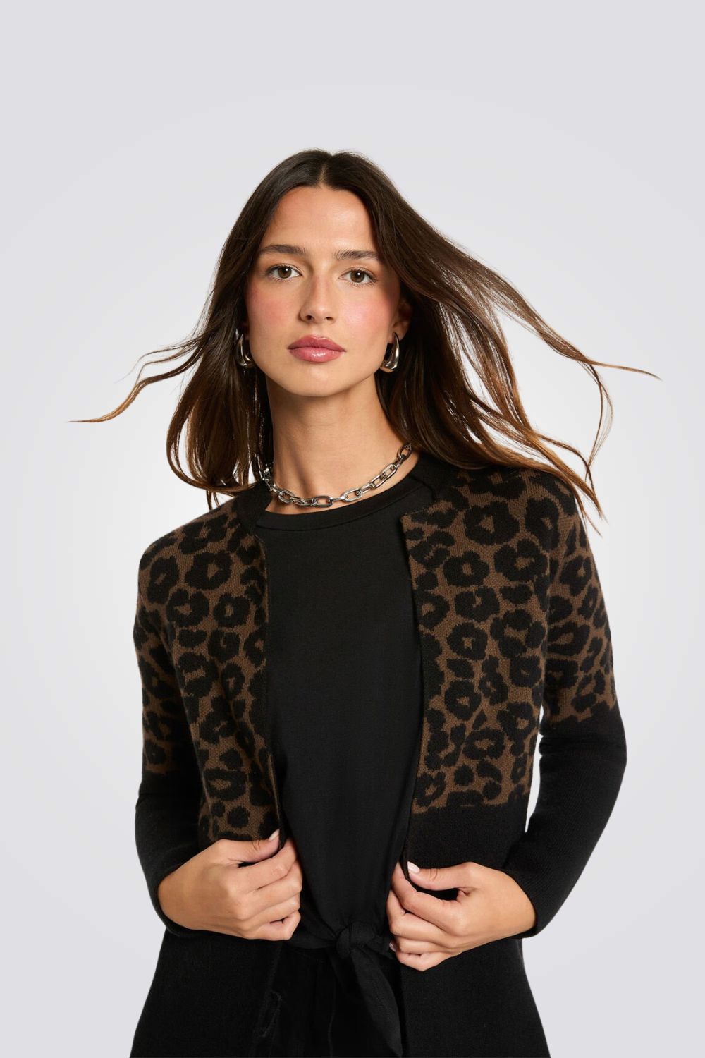 קרדיגן ארוך עם הדפס מנומר | מורגן 