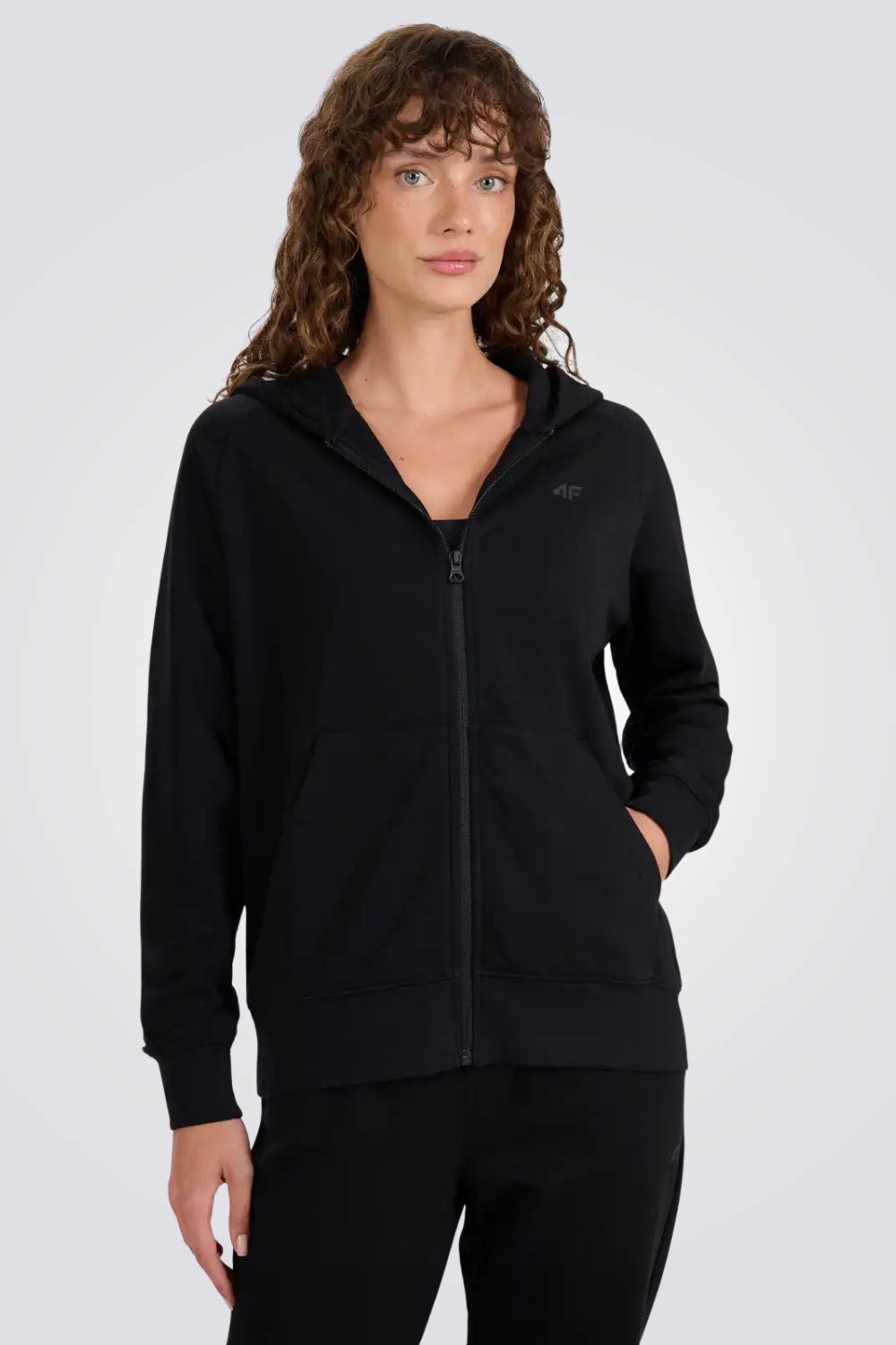 סווטשירט עם רוכסן וקפוצ'ון לנשים | 4F 