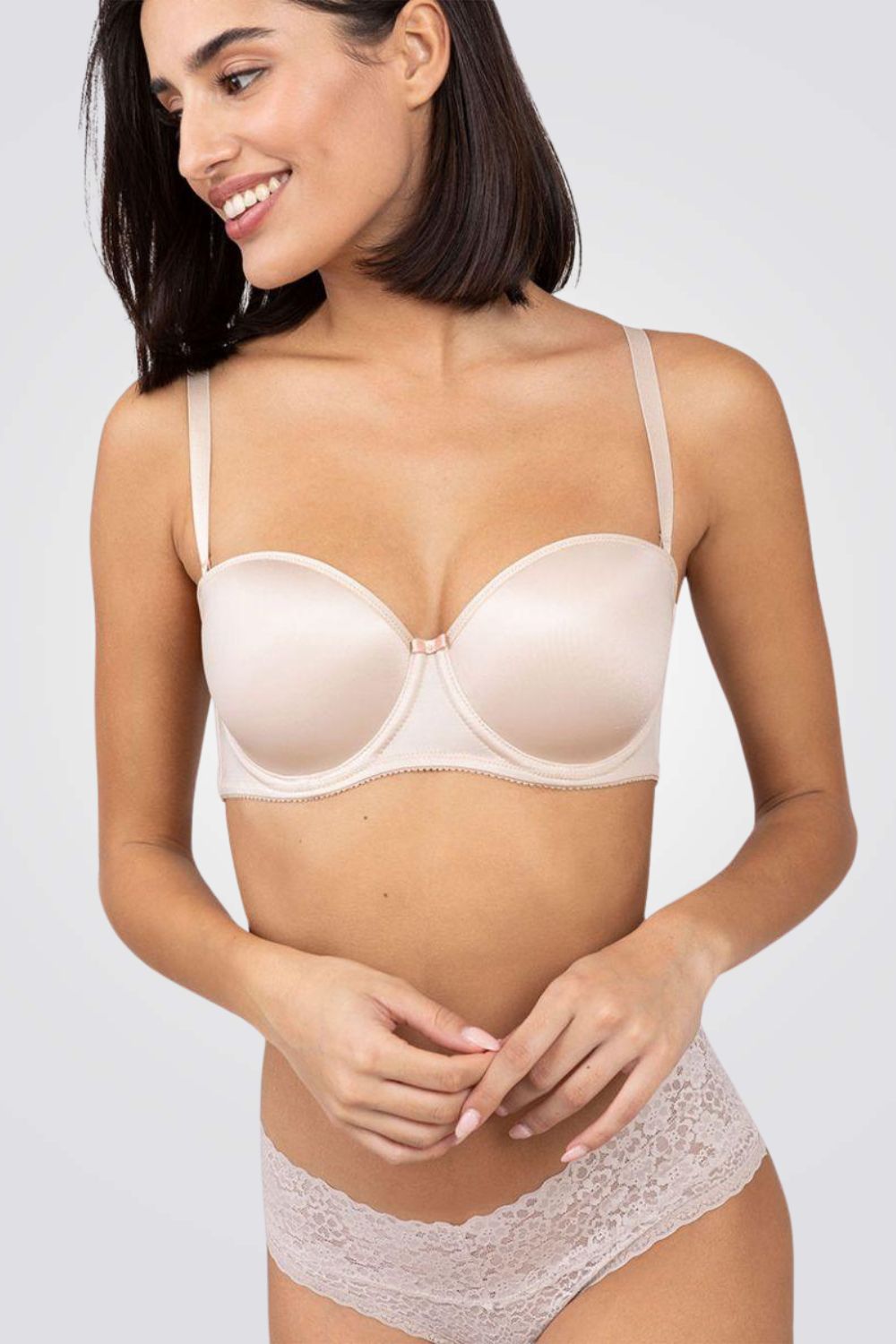 חזיית סטרפלס חלקה בצבע ניוד