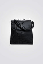 תיק גב מיני דמוי עור בצבע שחור רקמה פרחונית