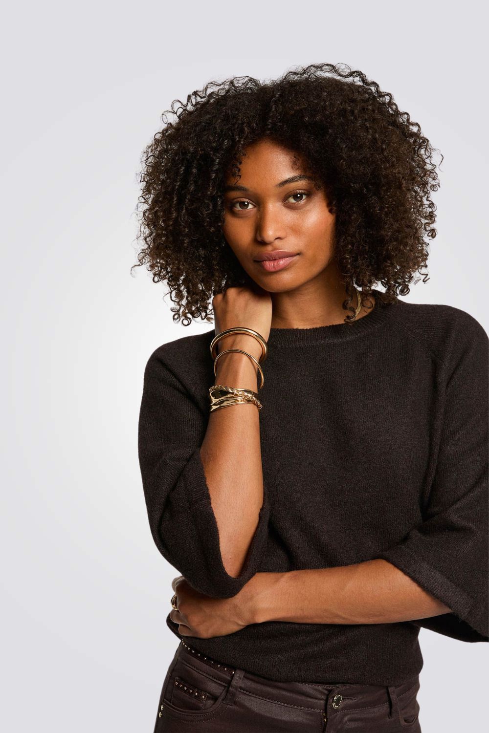 חולצת סריג באורך 3/4 לנשים | מורגן