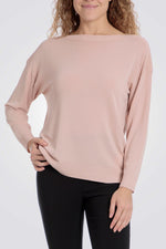 סריג צווארון סירה בצבע ורוד בהיר