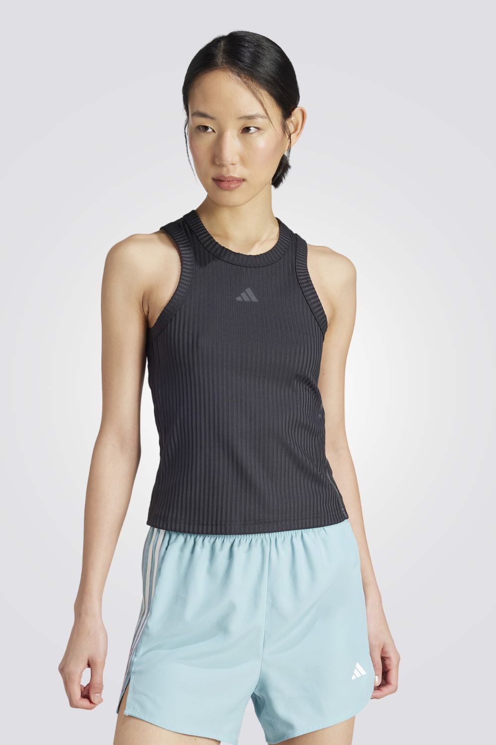 גופיית ספורט Rib Tight Fit Tonal 3 Stripes לנשים