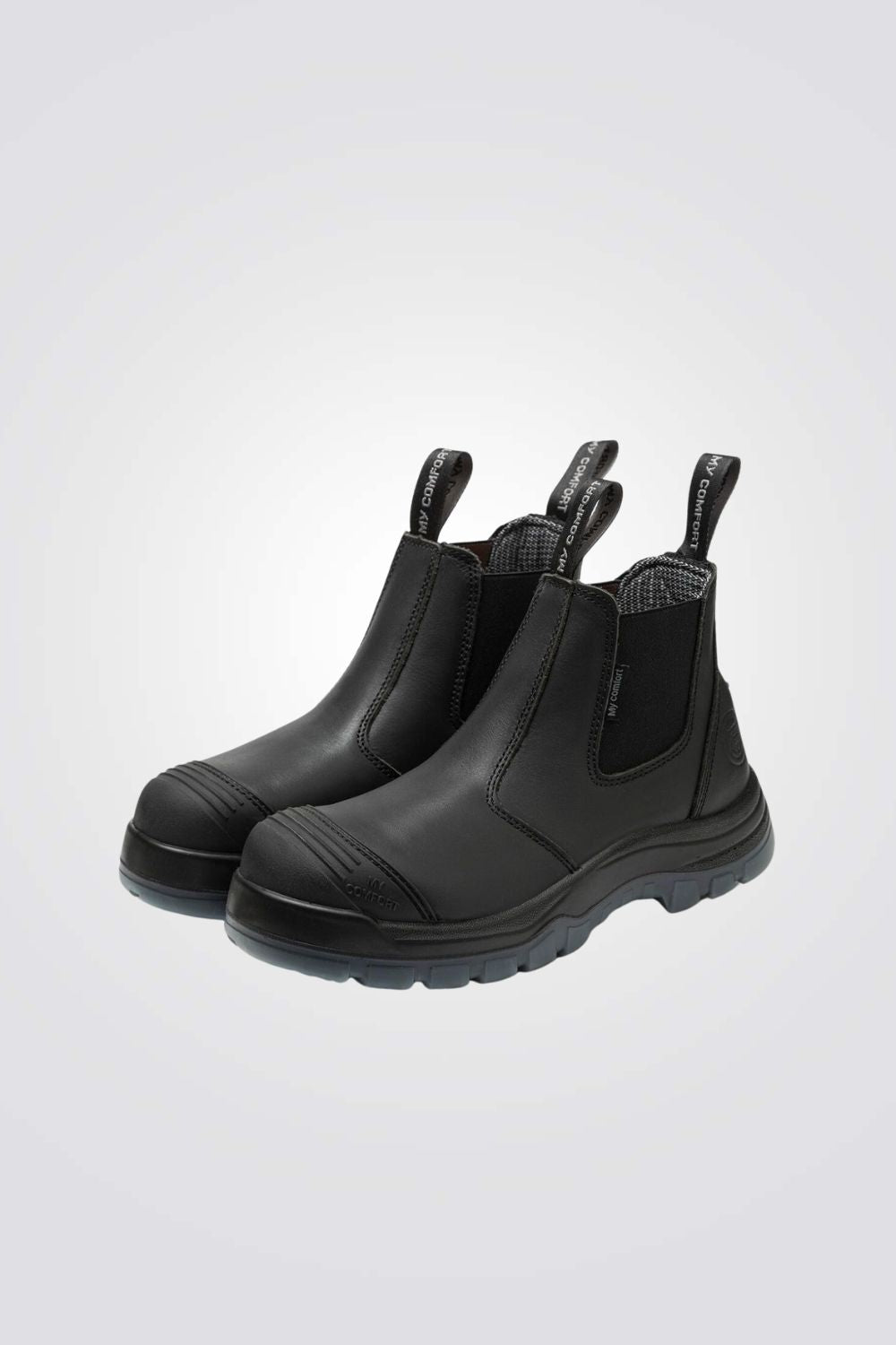 מגפוני נוחות מעור מגן ברזל בצבע שחור