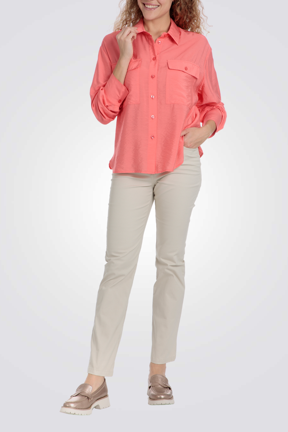 חולצה ארוכה בצבע קורל