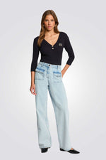 חולצת סריג בצבע נייבי לנשים | מורגן