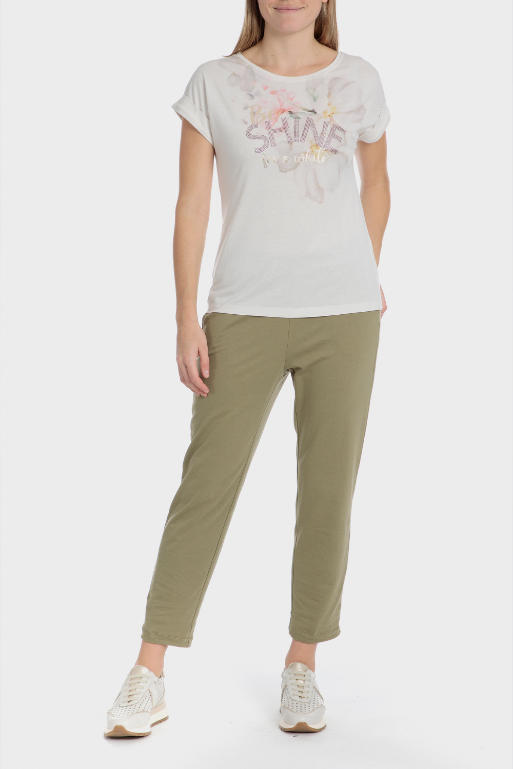 חולצת טי שירט ריינסטון מודפסת 