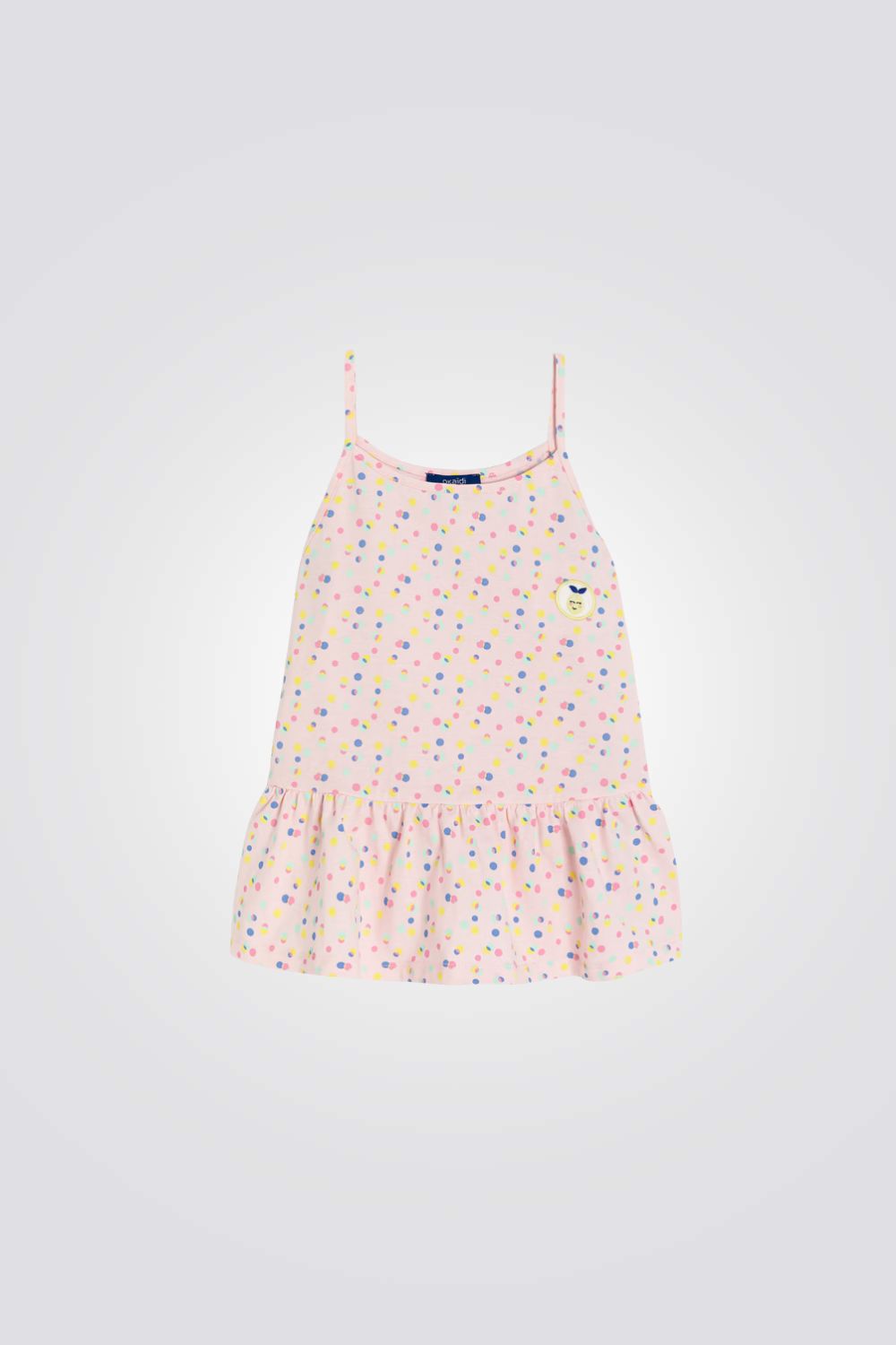 גופייה לילדות עם כתפיות דקות והדפס 