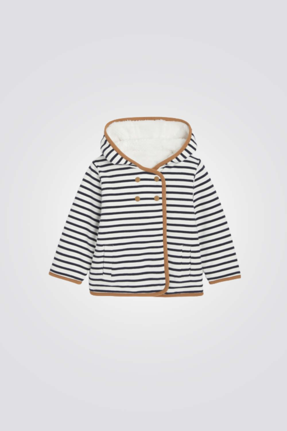 מעיל פליז דו צדדי ללתינוקות עם הדפס פסים | אוקיידי 