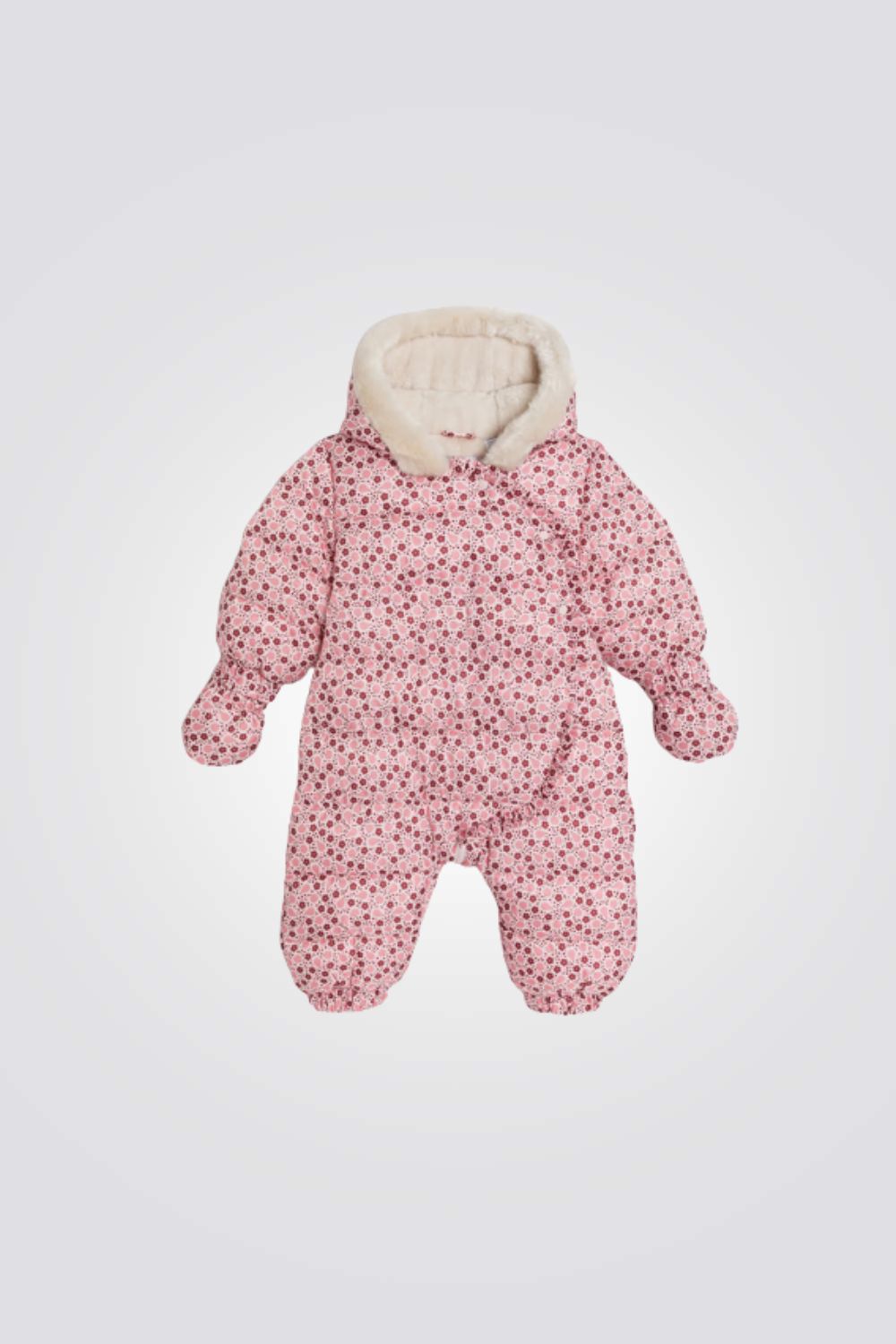 אוברול מעיל לתינוקות עם הדפס פרחוני ורוד | אובייבי