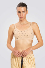 טופ משולשים לייזר קאט מונוגרם בצבע ניוד