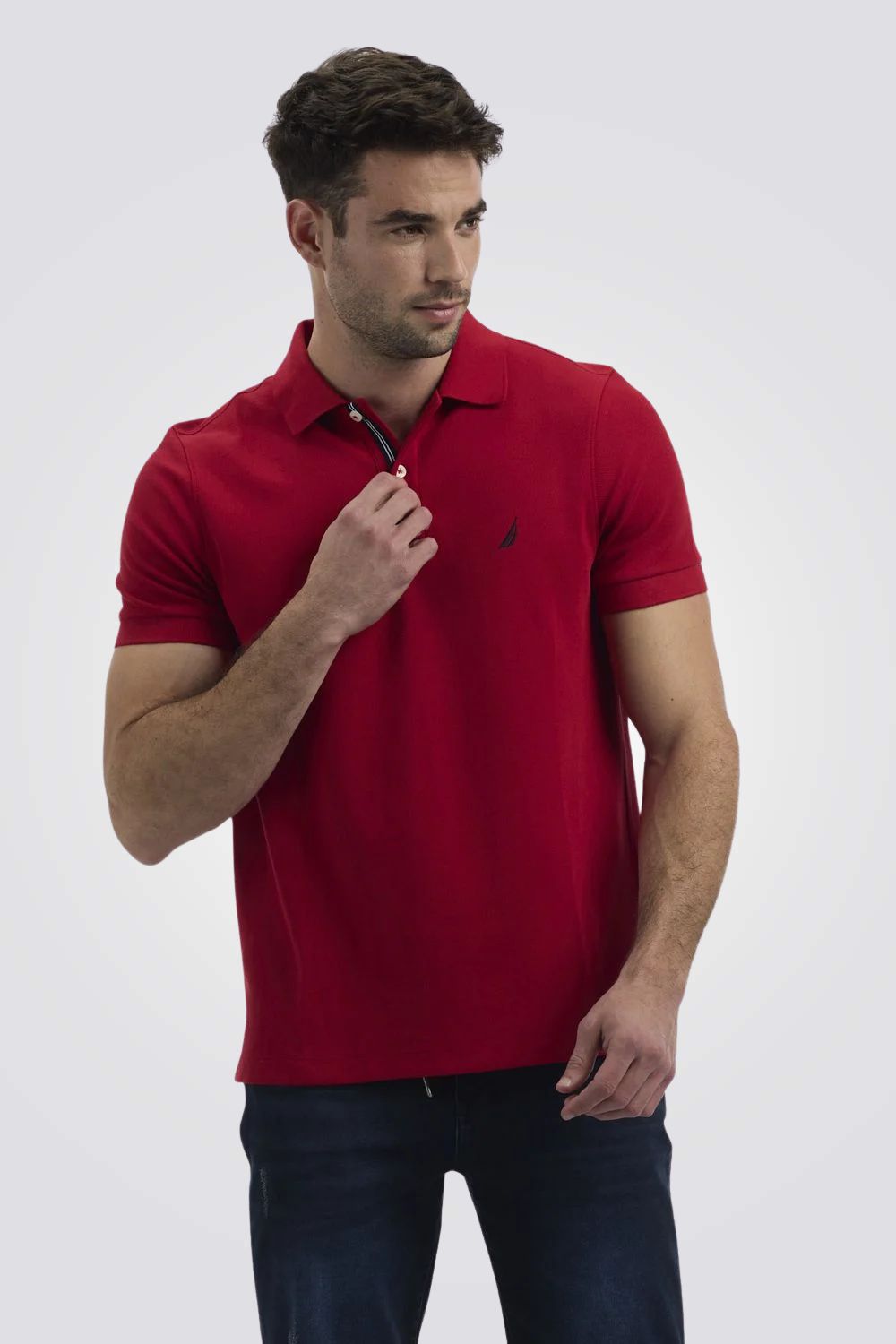 חולצת פולו SLIM FIT אדומה לגברים | נאוטיקה