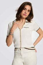 סוודר שרוולים קצרים עם כפתורים | מורגן 