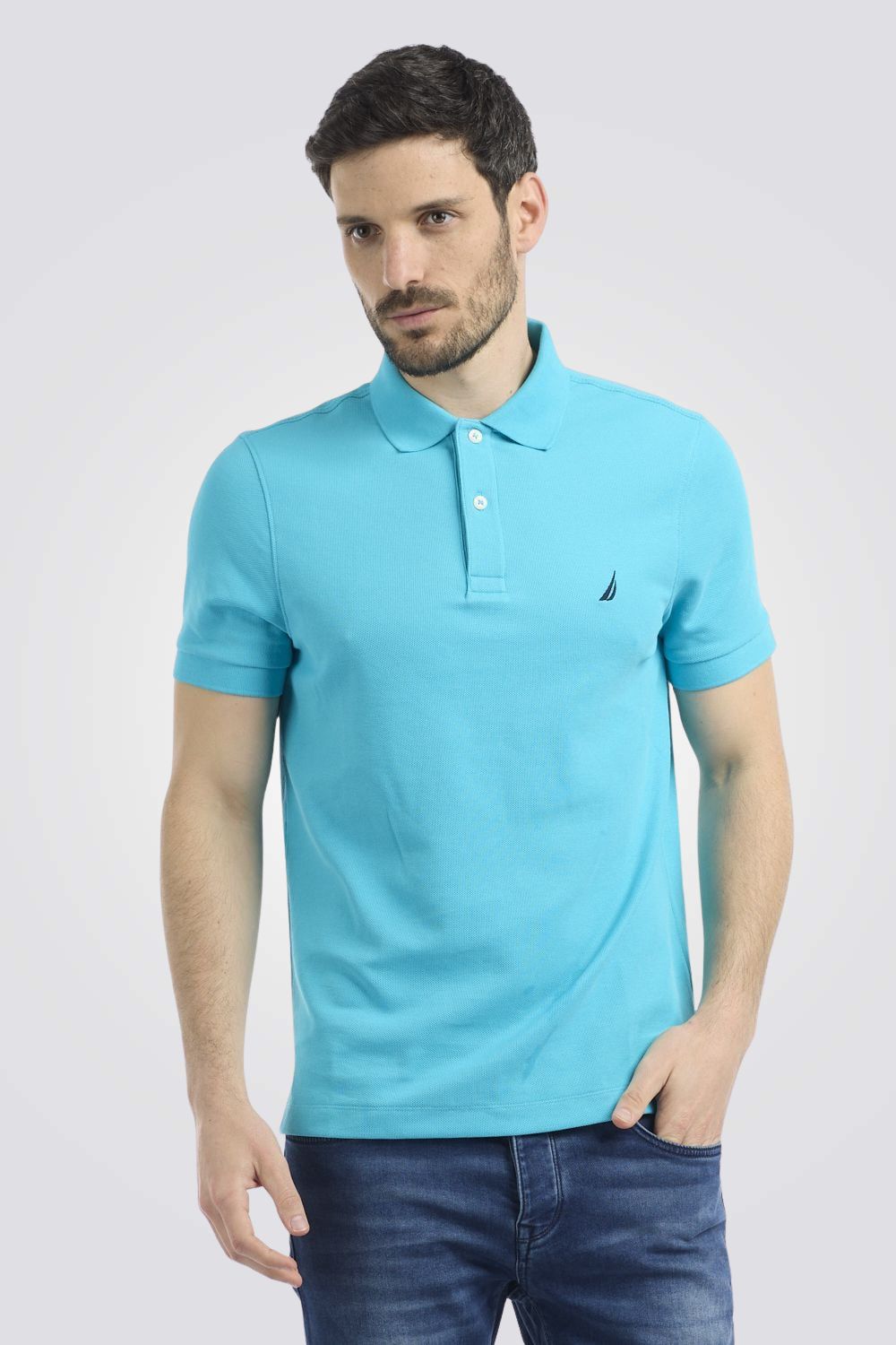  חולצת פולו SLIM FIT כחולה לגברים | נאוטיקה