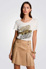 טישירט הדפס ANIMAL בחזית בצבע לבן