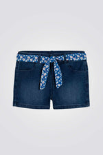 מכנס ג'ינס קצר לילדות בצבע כחול