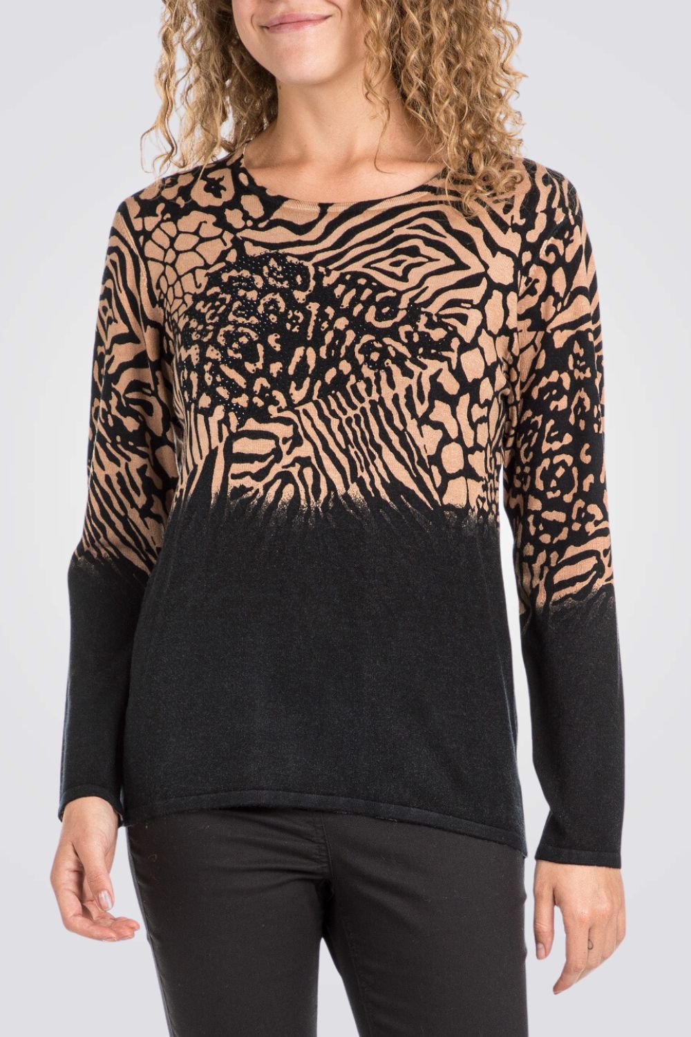 סריג ג'רסי עם הדפס מנומר 