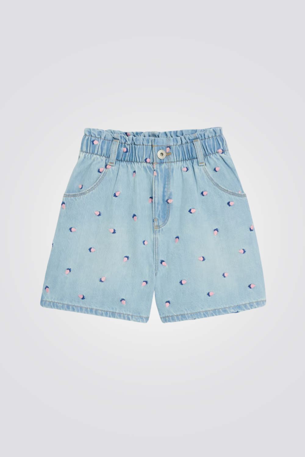 מכנס ג'ינס קצר לילדות בצבע תכלת 