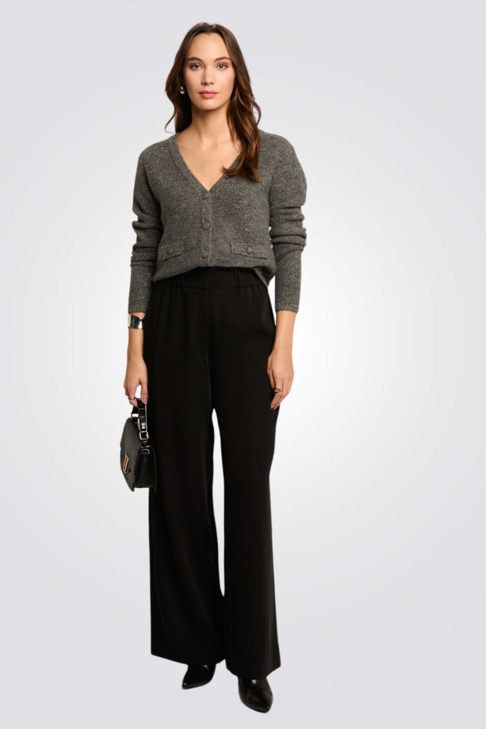 מכנסיים ארוכים Wide Leg גזרה גבוהה