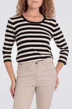 טישירט פסים שרוולי שלושת רבעי