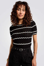 חולצת סריג קצרה לנשים עם פסים | מורגן