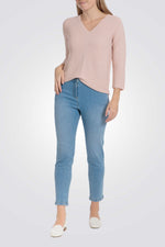 סריג שרוולי שלושת רבעי בצבע ורוד