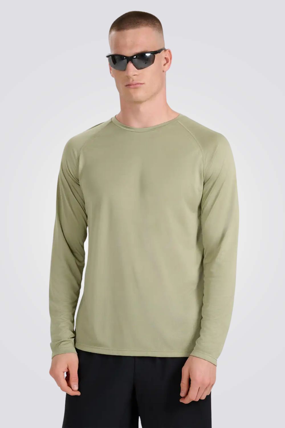 טישירט ארוכה חלקה עם אלמנטים מחזירי אור לגברים | 4F